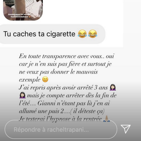 Rachel Legrain-Trapani confie avoir recommencé à fumer - Instagram