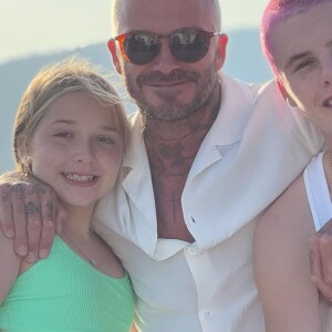 David Beckham en vacances avec sa fille Harper Seven et son fils Cruz.