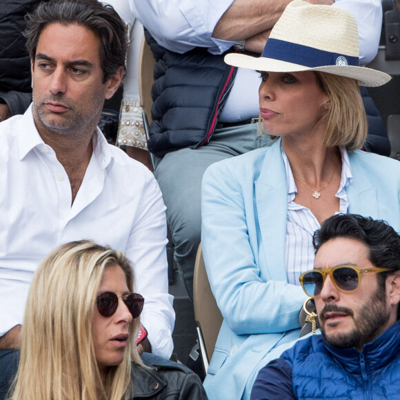 Sylvie Tellier et son mari Laurent - People dans les tribunes lors de la finale messieurs des internationaux de France de tennis de Roland Garros 2019 à Paris le 9 juin 2019. © Jacovides-Moreau/Bestimage 