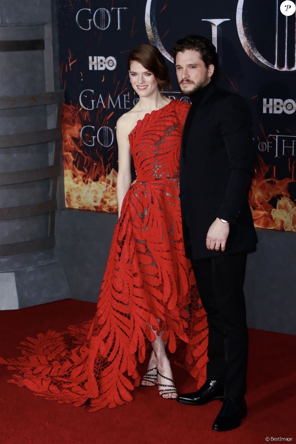 Kit Harrington et sa femme Rose Leslie à la première de &quot;Game of Thrones - Saison 8&quot; au Radio City Music Hall à New York, le 3 avril 2019.