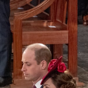 La famille royale d'Angleterre lors de la cérémonie du Commonwealth en l'abbaye de Westminster à Londres le 9 mars 2020.