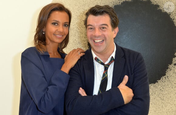 Exclusif - Karine Le Marchand et Stéphane Plaza, très complices à la soirée de vernissage de la FIAC 2014 organisée par ORANGE au Grand Palais à Paris, le 22 octobre 2014.