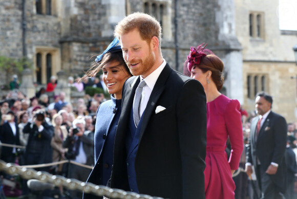 Le prince Harry, duc de Sussex, et Meghan Markle, duchesse de Sussex, après la cérémonie de leur mariage au château de Windsor, Royaume Uni, le 12 octobre 2018.