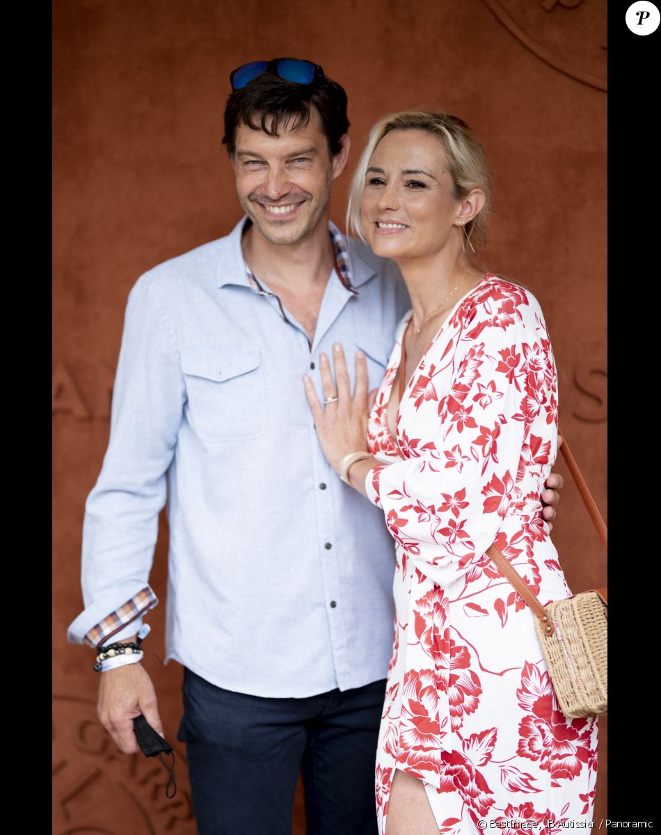 Elodie Gossuin et son mari Bertrand Lacherie au village lors des internationaux de France à Roland Garros le 12 juin 2021. © JB Autissier / Panoramic / Bestimage
