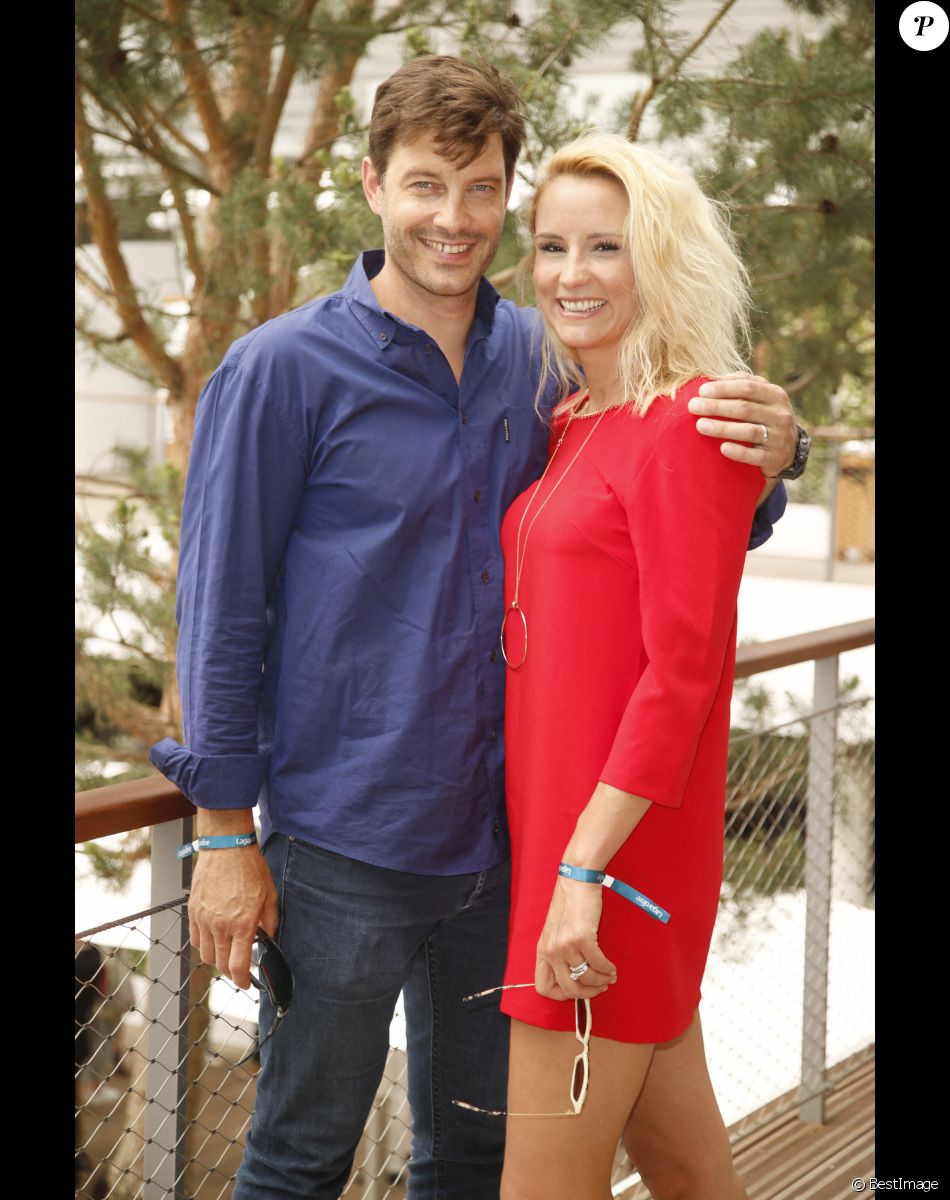 Elodie Gossuin-Lacherie et son mari Bertrand Lacherie - No Web - People au village lors des internationaux de tennis de Roland Garros le 28 mai 2018.