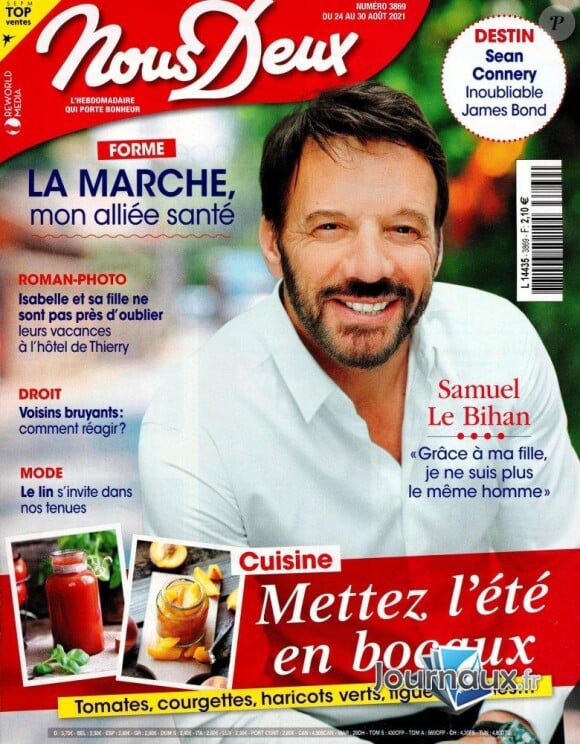 Samuel Le Bihan dans le magazine "Nous Deux" du 24 août 2021.