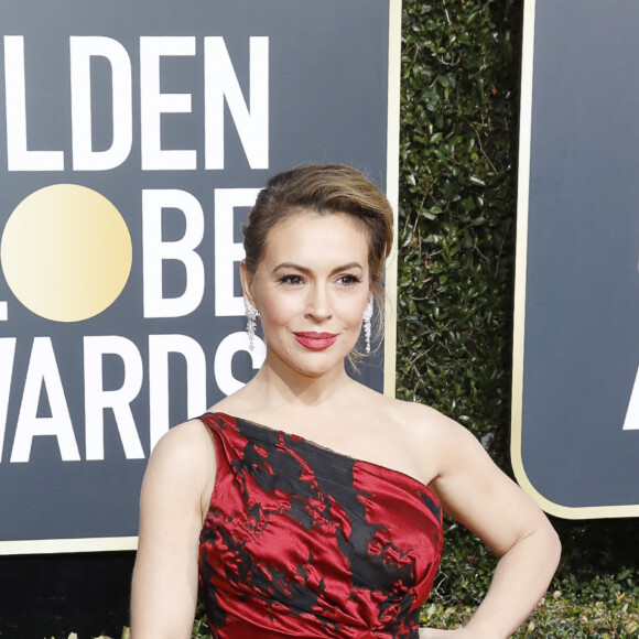 Alyssa Milano - Photocall de la 76ème cérémonie annuelle des Golden Globe Awards au Beverly Hilton Hotel à Los Angeles, le 6 janvier 2019. 