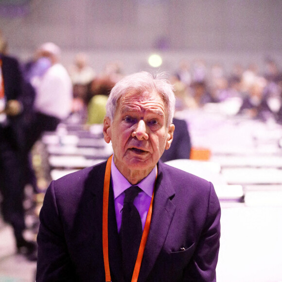 L'acteur américain Harrison Ford lors du congrès mondial de la nature de l'Union Internationale pour la Conservation de la Nature (UICN) , à Marseille, France, le 3 septembre 2021. Le Congrès mondial de l'UICN mènera des actions sur le rétablissement fondé sur la nature, le changement climatique et la biodiversité. © Dominique Jacovides/Bestimage