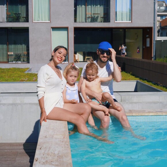 Daniela Martins en vacances au Portugal avec son mari Julien et leurs enfant Eléa et Valentin.