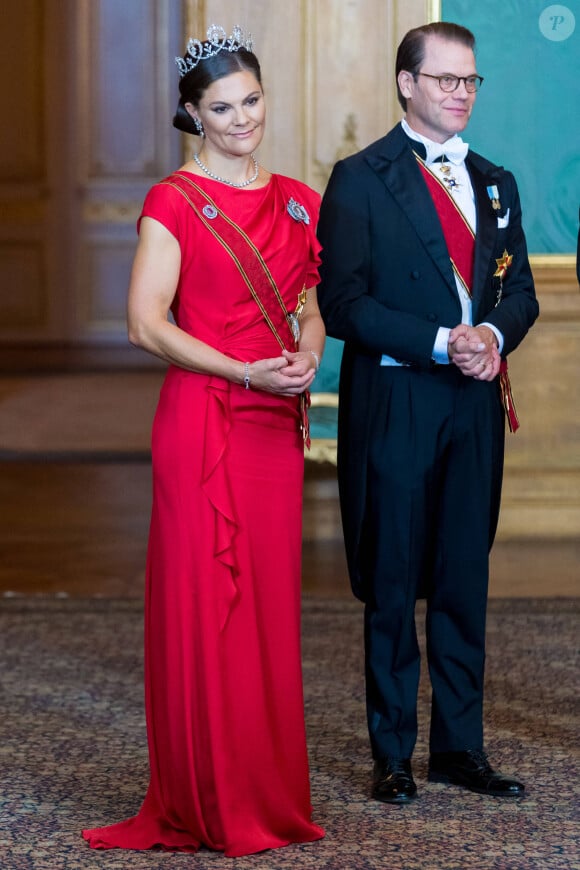 La princesse Victoria et son mari le prince Daniel - Banquet d'Etat au Palais Royal de Stockholm à l'occasion de la visite d'Etat du président allemand et de son épouse en Suède, le 7 septembre 2021. 