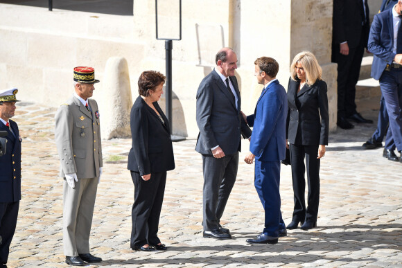 Emmanuel Macron et son épouse Brigitte Macron, Jean Castex, Roselyne Bachelot - Hommage national rendu à Jean-Paul Belmondo aux Invalides. Le 9 septembe 2021. @ David Niviere/ABACAPRESS.COM