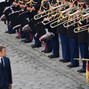 Emmanuel Macron - Hommage national rendu à Jean-Paul Belmondo aux Invalides. Le 9 septembe 2021. @ David Niviere/ABACAPRESS.COM