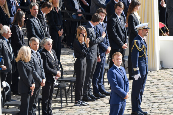 Emmanuel Macron et son épouse Brigitte Macron - Hommage national rendu à Jean-Paul Belmondo aux Invalides. Le 9 septembe 2021. @ David Niviere/ABACAPRESS.COM