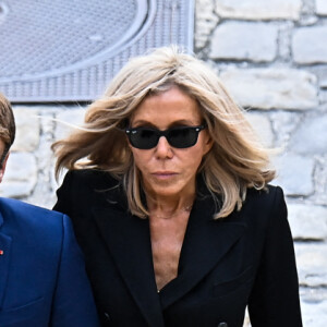 Emmanuel Macron et son épouse Brigitte Macron - Hommage national rendu à Jean-Paul Belmondo aux Invalides. Le 9 septembe 2021. @ David Niviere/ABACAPRESS.COM