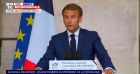 Emmanuel Macron - Hommage national rendu à Jean-Paul Belmondo aux Invalides. Le 9 septembe 2021.