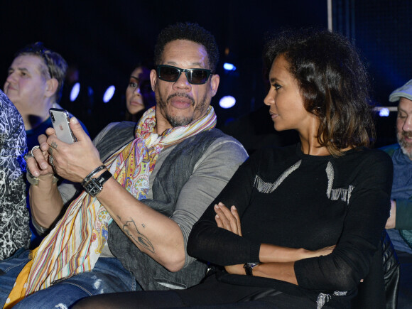 JoeyStarr et Karine Le Marchand au match de boxe "La Conquête" au palais des sports de Paris © Pierre Perusseau / Bestimage 