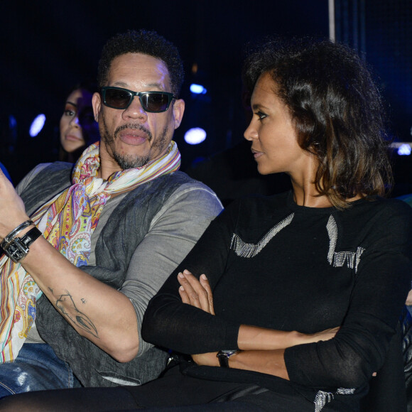 JoeyStarr et Karine Le Marchand au match de boxe "La Conquête" au palais des sports de Paris © Pierre Perusseau / Bestimage 