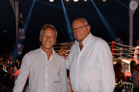 Daniel Moyne et Gérard Louvin à la 3ème édition de la "Fight Night" à Saint-Tropez. Le 4 août 2015 