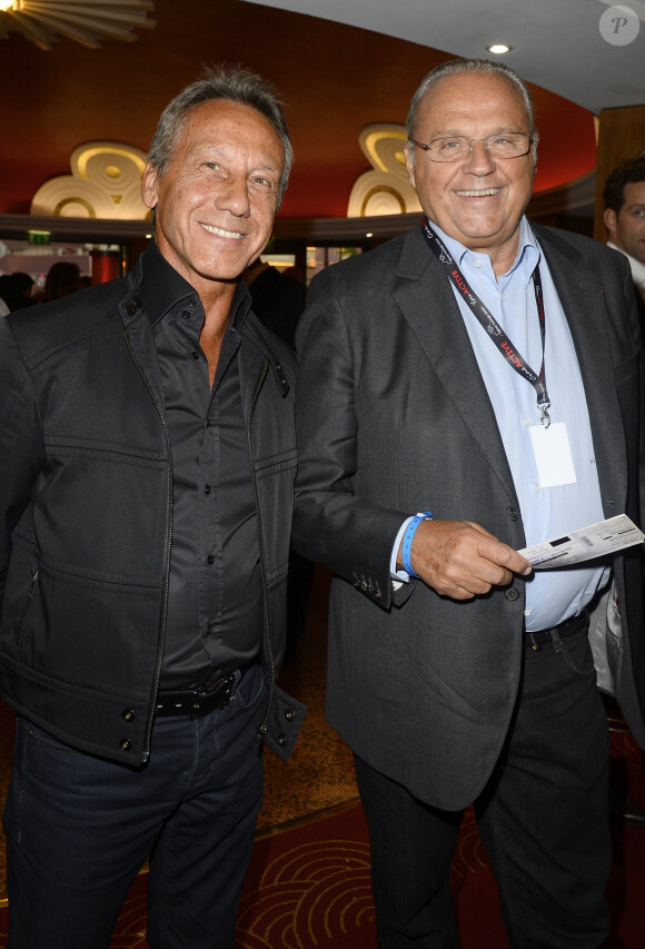 Daniel Moyne, Gérard Louvin - Backstage - Jean-Marie Bigard fête ses 60 ans au Grand Rex à Paris le 23 mai 2014.