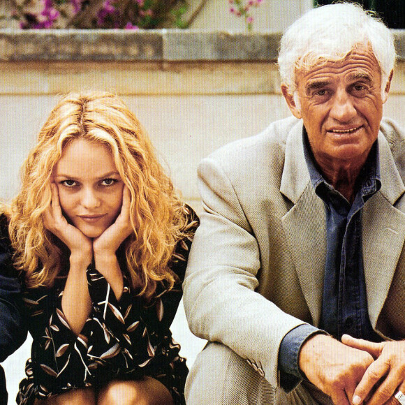 Alain Delon, Vanessa Paradis et Jean-Paul Belmondo sur le tournage du film "Une chance sur deux".