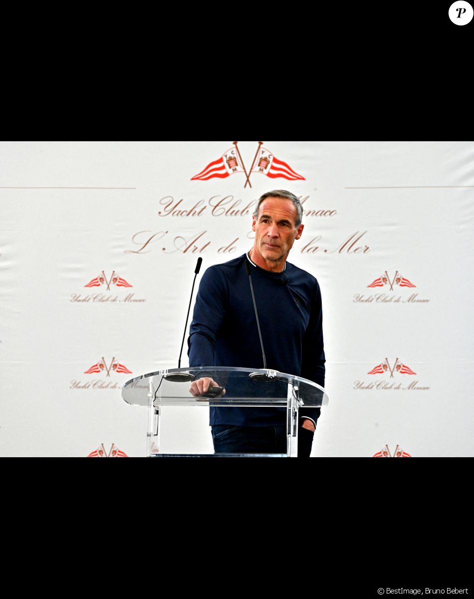Mike Horn, l'explorateur aventurier, durant la journée dédiée aux nouvelles énergies et son intervention sur le projet d'équipement de son voilier d'expédition Pangaea en technologie hydrogène, dans le cadre de la 5ème édition du Monaco Ocean Week au Yacht Club de Monaco, le 25 mars 2021. © Bruno Bebert/Bestimage