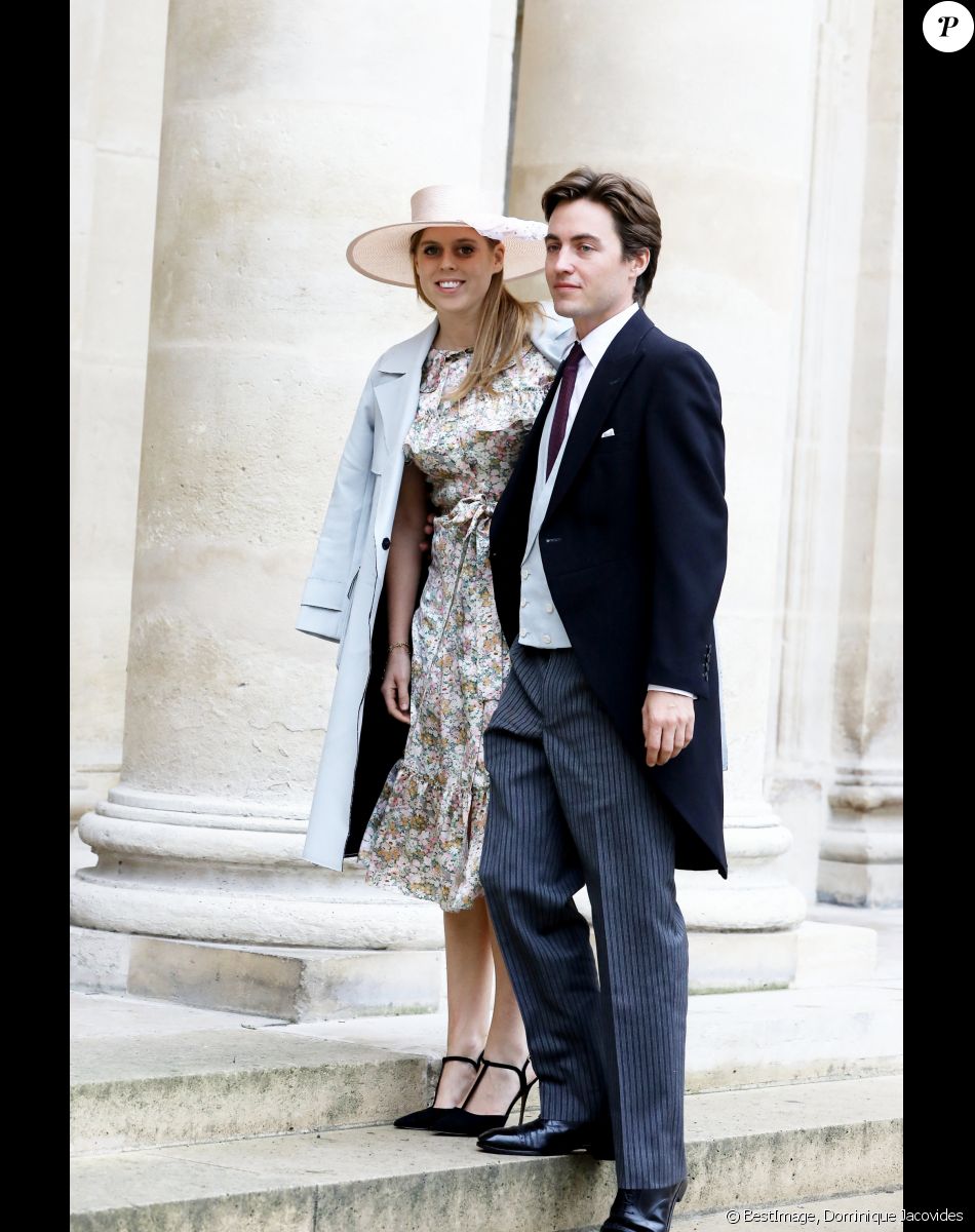 La princesse Beatrice d'York et son fiancé Edoardo Mapelli Mozzi - Mariage du prince Jean-Christophe Napoléon et de la comtesse Olympia d'Arco-Zinneberg à la cathédrale Saint-Louis des Invalides à Paris le 19 octobre 2019. © Dominique Jacovides / Bestimage