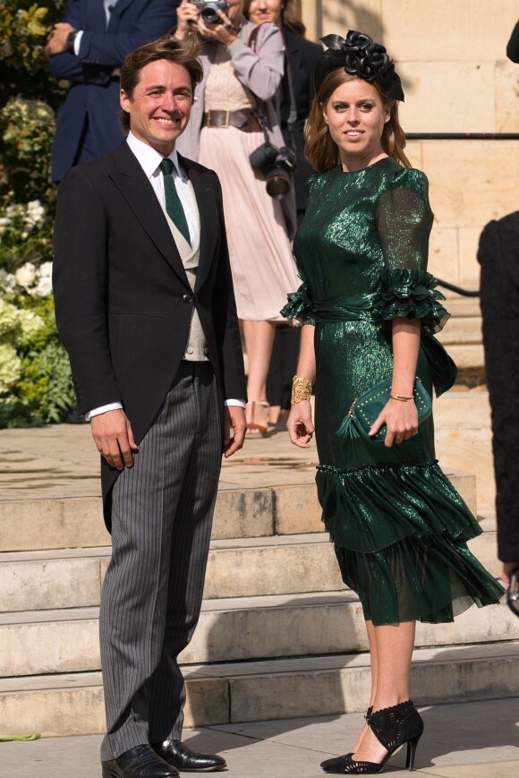 La princesse Beatrice d'York et son compagnon Edoardo Mapelli Mozzi - Les invités arrivent au mariage de la chanteuse Ellie Goulding et C. Jopling en la cathédrale d'York, le 31 août 2019