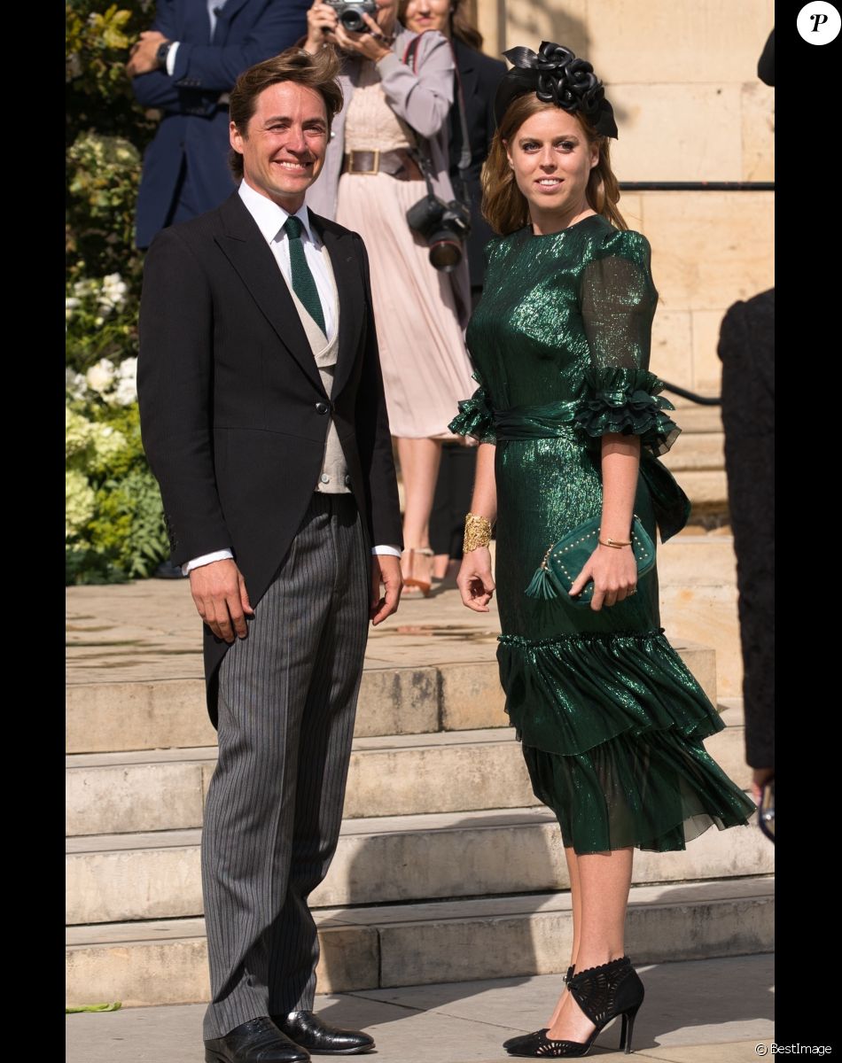 La princesse Beatrice d'York et son compagnon Edoardo Mapelli Mozzi - Les invités arrivent au mariage de la chanteuse Ellie Goulding et C. Jopling en la cathédrale d'York, le 31 août 2019