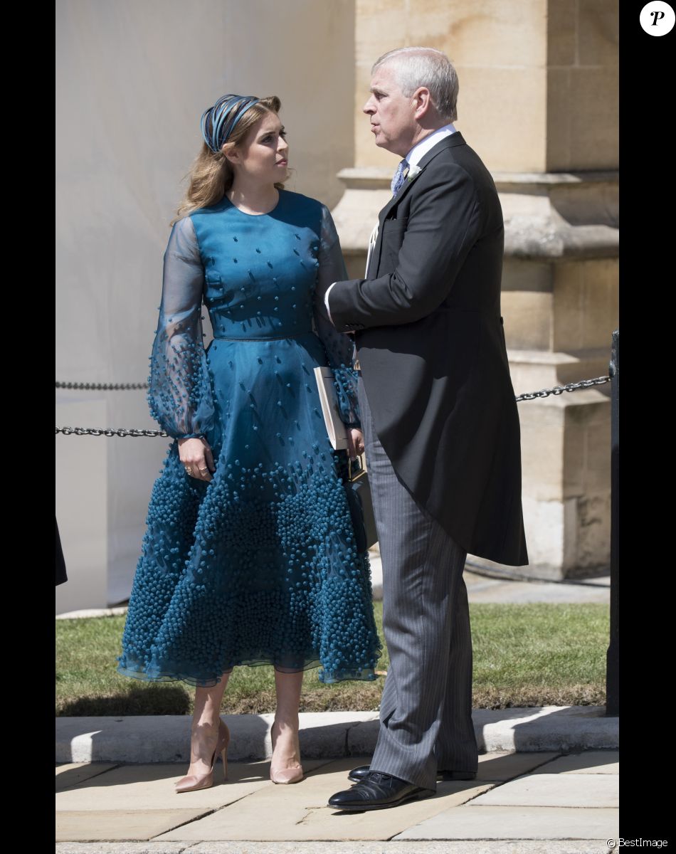Le prince Andrew, duc d'York et la princesse Beatrice d'York - Les invités arrivent à la chapelle St. George pour le mariage du prince Harry et de Meghan Markle au château de Windsor, Royaume Uni, le 19 mai 2018.