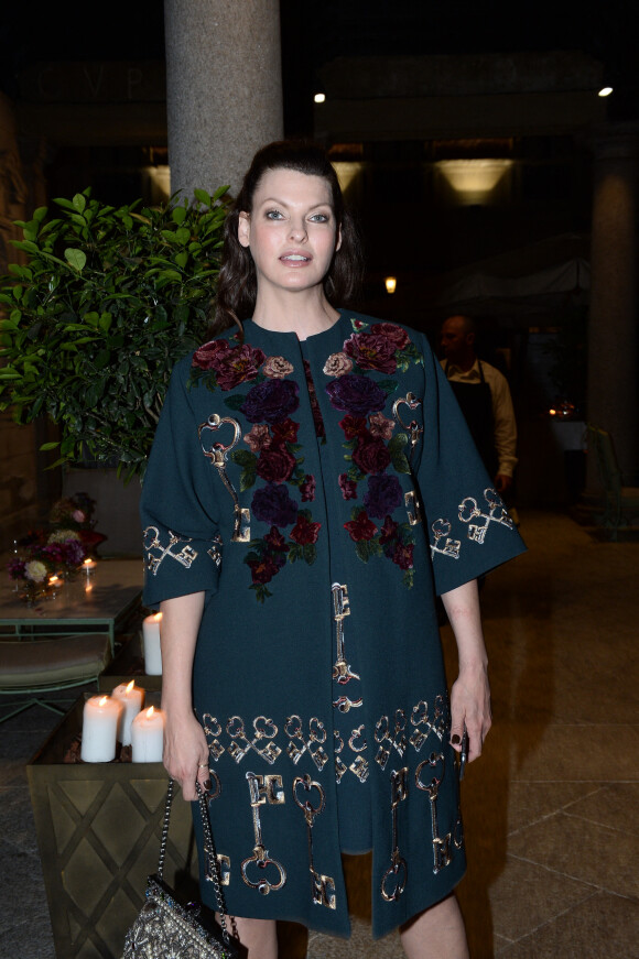 Linda Evangelista lors du dîner de la soirée "Vogue 50 Archive" lors de la fashion week de Milan, le 21 septembre 2014.