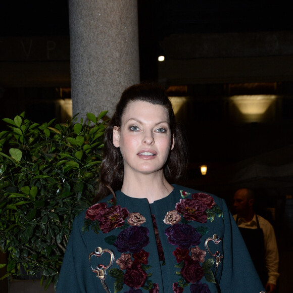 Linda Evangelista lors du dîner de la soirée "Vogue 50 Archive" lors de la fashion week de Milan, le 21 septembre 2014.