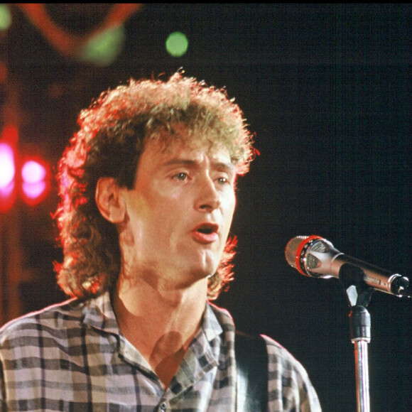 Jean-Jacques Goldman et Michael Jones en concert en 1987.