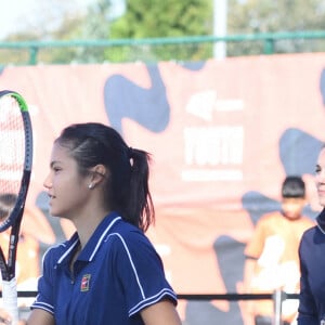 Catherine (Kate) Middleton, duchesse de Cambridge et Emma Raducanu lors d'un événement organisé par le programme LTA Youth, au National Tennis Center de Londres, Royaume Uni, le 24 septembre 2021.