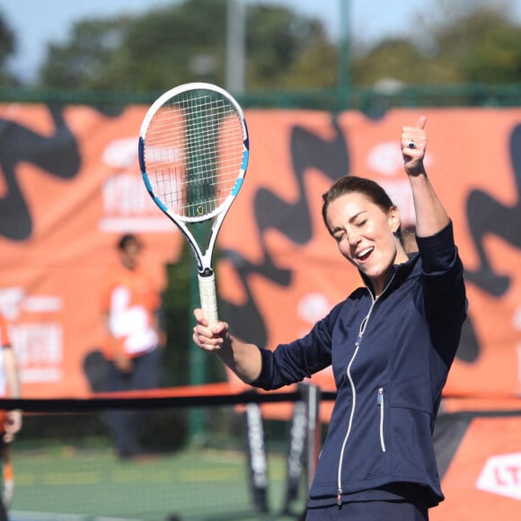 Catherine (Kate) Middleton, duchesse de Cambridge lors d'un événement organisé par le programme LTA Youth, au National Tennis Center de Londres, Royaume Uni, le 24 septembre 2021.