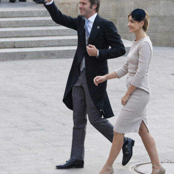 Le prince Emmanuel Philibert de Savoie et la princesse Clotilde de Savoie (Clotilde Courau) -  Mariage religieux du prince Guillaume de Luxembourg et de la comtesse Stéphanie de Lannoy à la cathedrale Notre-Dame de Luxembourg, le 20 octobre 2012.