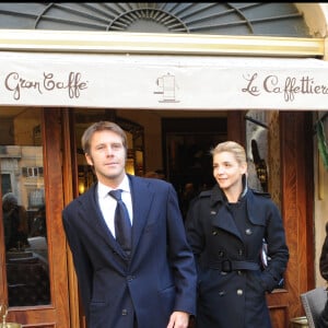 Le prince Emmanuel Philibert de Savoie et sa femme la princesse Clotilde de Savoie (Courau) - 133e anniversaire de la garde nationale d'honneur à Rome.