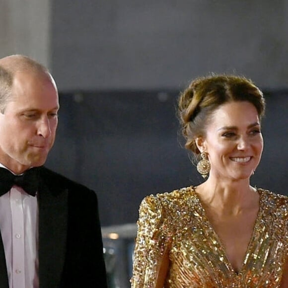 Le prince William, duc de Cambridge, Catherine Kate Middleton, la duchesse de Cambridge - Avant-première mondiale du film "James Bond - Mourir peut attendre (No Time to Die)" au Royal Albert Hall à Londres, le 28 septembre 2021.