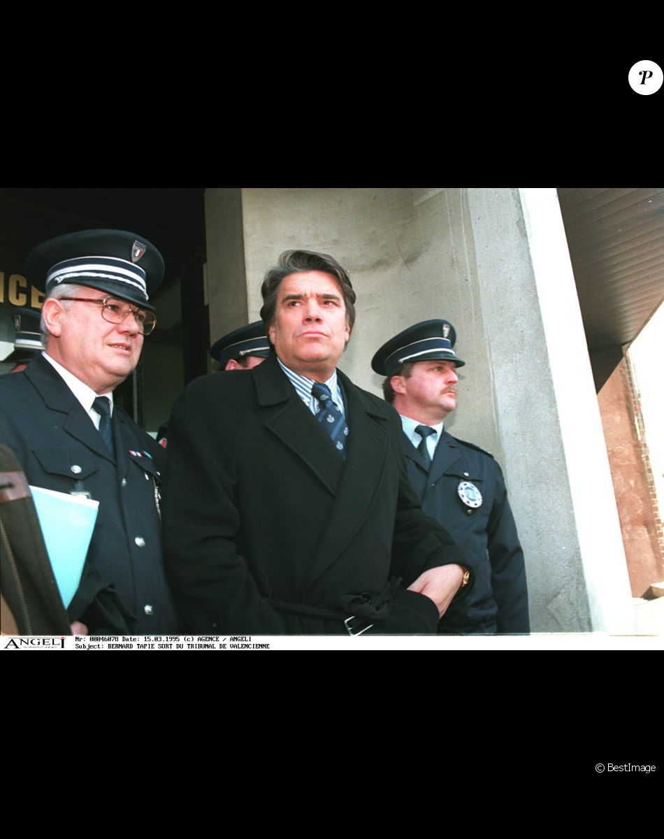Bernard Tapie lors du procès OM/Valenciennes, à Valenciennes, le 25 mars 1995.