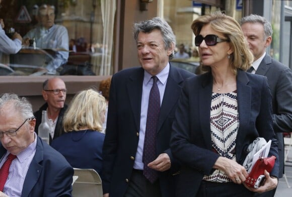 Jean-Louis Borloo et sa femme Béatrice Schönberg lors des obsèques de Patrice Dominguez en la basilique Sainte Clotilde à Paris, le 16 avril 2015
