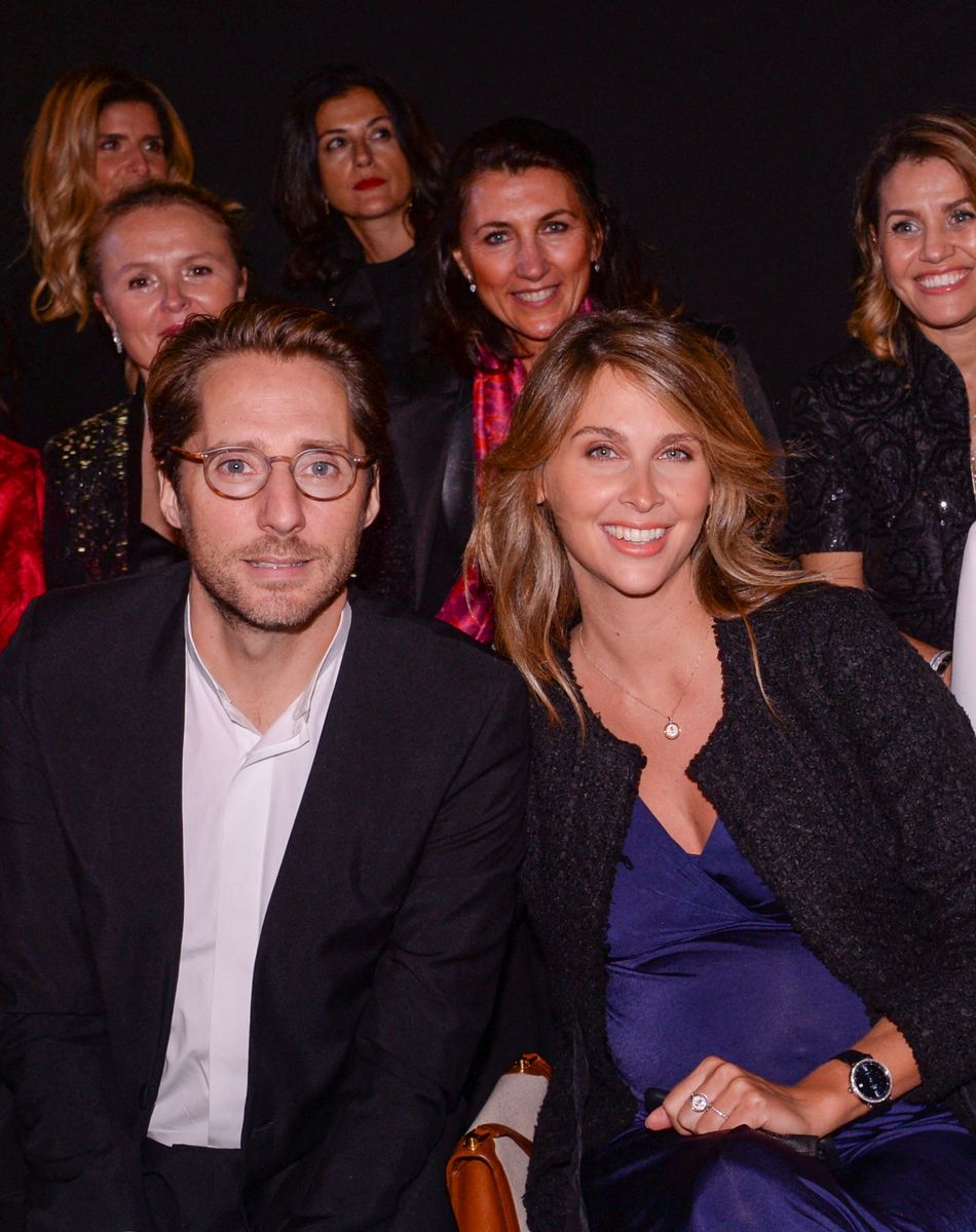 Mathieu Vergne et Ophélie Meunier (enceinte) - Soirée de présentation de la collection "Messika x Kate Moss" à l'hôtel Ritz à Paris. © Rachid Bellak / Bestimage