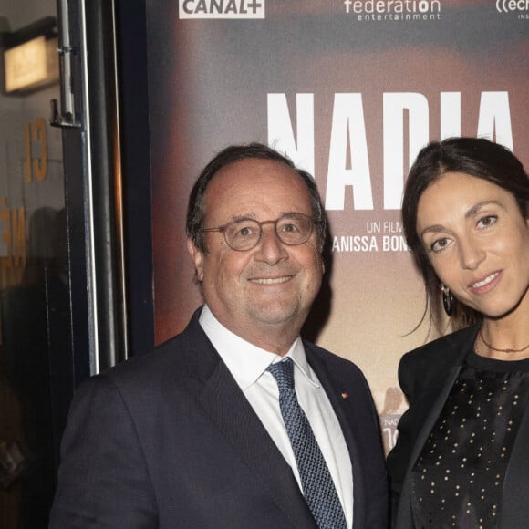 Exclusif - François Hollande, Anissa Bonnefont à la première du film "Nadia" au cinéma "Le Silencio" à Paris, le 4 octobre 2021. © Jack Tribeca/Bestimage
