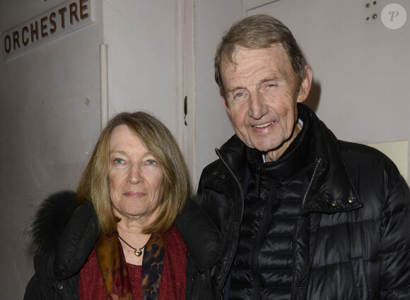 Etienne Mougeotte et sa femme - Première de la pièce "Garde Alternée" au théâtre des Mathurins à Paris, le 19 février 2016. © Guirec Coadic/Bestimage
