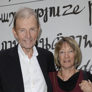 Etienne Mougeotte et sa femme - Soiree du nouvel an juif chez Marek Halter a Paris le 8 septembre 2013.