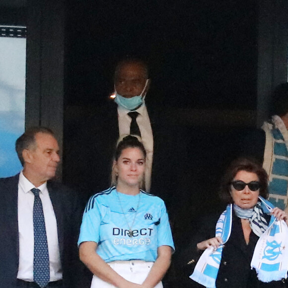 Renaud Muselier, Sophie Tapie, Dominique Tapie - Cérémonie d'hommage à Bernard Tapie au stade Vélodrome à Marseille, France, le 7 octobre 2021. Bernard Tapie, est décédé le 3 octobre 2021 à l'âge de 78 ans, après un combat de quatre ans avec cancer. © Jacovides-Santini/Bestimage