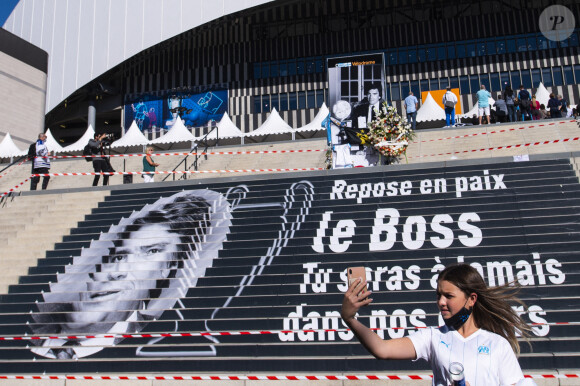 Cérémonie d'hommage à Bernard Tapie au stade Vélodrome à Marseille, France, le 7 octobre 2021. Bernard Tapie, est décédé le 3 octobre 2021 à l'âge de 78 ans, après un combat de quatre ans avec cancer. © JB Autissier/Panoramici/Bestimage 