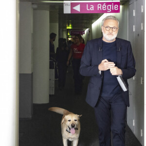 Exclusif - Laurent Ruquier et son chien - Backstage de l'émission On Est En Direct (OEED) du samedi 09/10/2021. ©Jack Tribeca/Bestimage