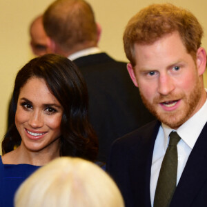 Le prince Harry, duc de Sussex, et Meghan Markle, duchesse de Sussex, lors du gala musical "100 Days to Peace", Londres, le 6 septembre 2018.