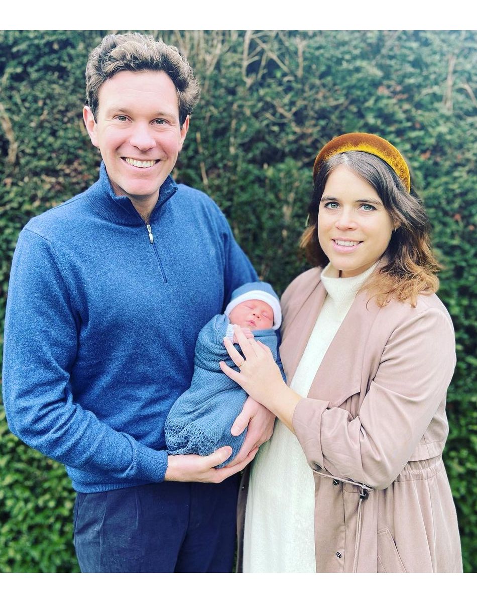 La princesse Eugenie, son mari Jack Brooksbank et leur fils August sur Instagram, 2021.