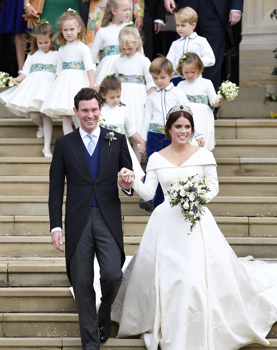 Sorties après la cérémonie de mariage de la princesse Eugenie d'York et Jack Brooksbank en la chapelle Saint-George au château de Windsor le 12 octobre 2018.