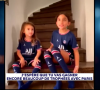 Angel di Maria saisit par l'émotion en découvrant un messade vidéo de ses deux filles, aux couleurs du PSG, dans "Téléfoot" le 24 octobre 2021.